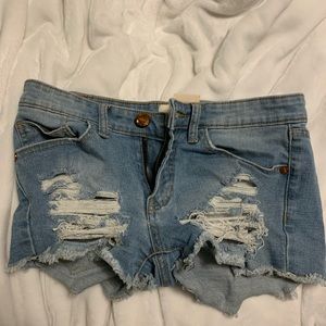 Ripped jean shorts